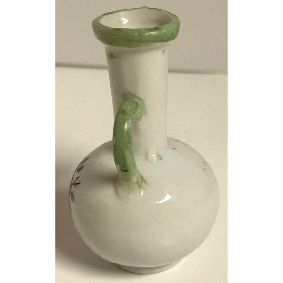 Vintage Japanese Miniature Vase With Dual Handles & Floral Design - Picture 2 of 6